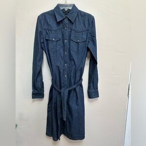 Denim Shirt Dress Limited Dark Blue Jean Western Long Sleeve Cowgirl NEW NWT